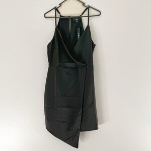 Lulus Black Satin Wrap Dress‎ – Size Medium